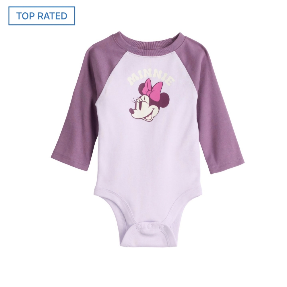 NWT Disney Minnie Mouse Raglan Bodysuit ✨ Available Multi-sizes NB, 6M